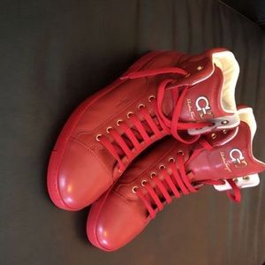 Red Salvatore Ferragamo Lambskin Sneaker Size 9